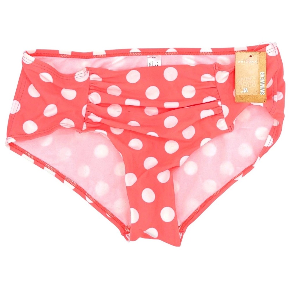 Arizona Polka Dot Bikini Bottom Women's Medium Coral Pink Cute Swimwear NWT